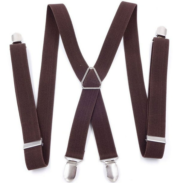 Minnieouse Suspender Pantalones Correa con 4 Pinzas Fotografía Adultos Elástico Crossover Pantalones Brace Cinturón Clip Banquete Boda Negocios Accesorios de disfraces Café