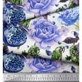 thumbnail image 2 of Soimoi Poly Georgette Fabric Parrot,Pomegranate & Rose Flower Printed Fabric 1 Yard 42 Inch Wide, 2 of 3