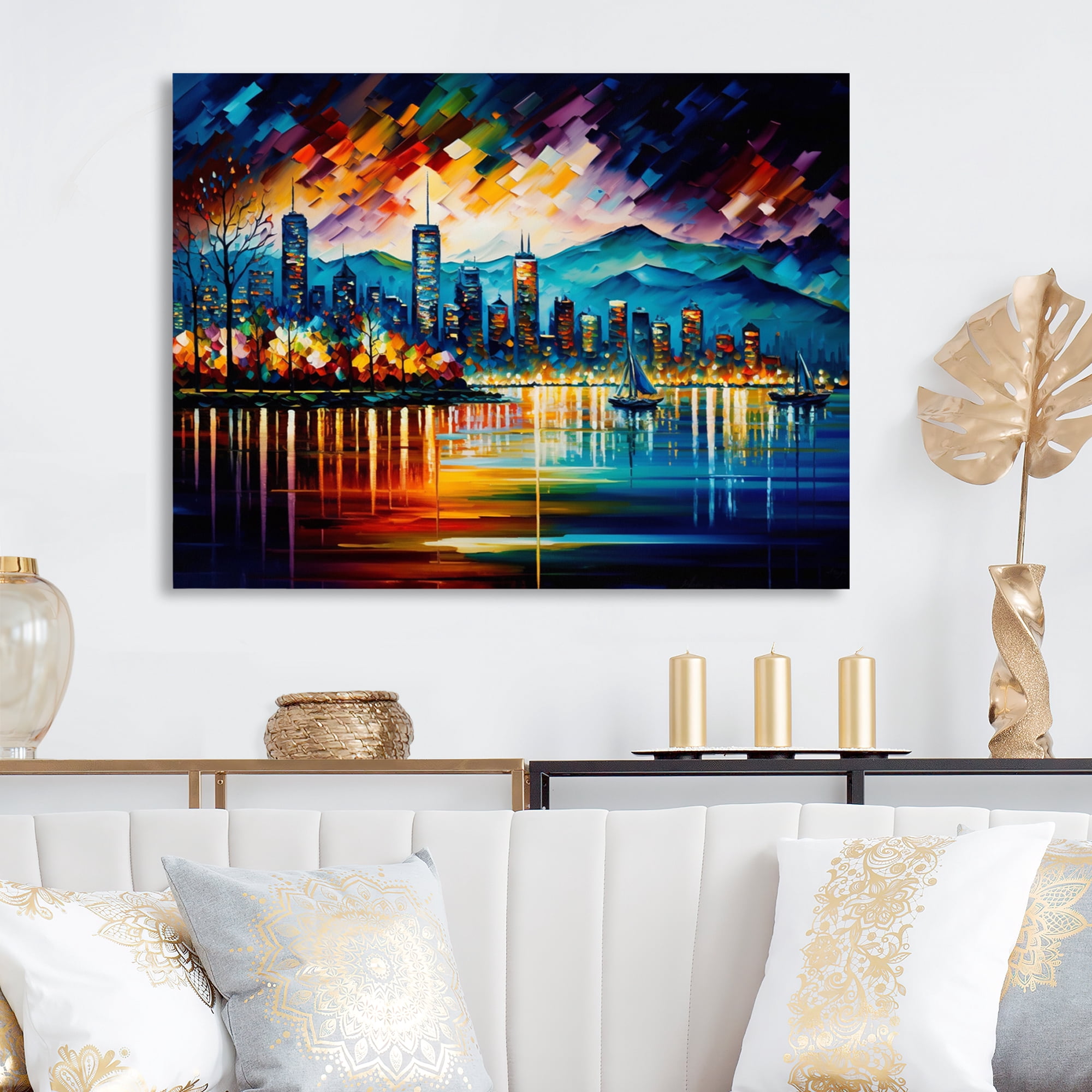 Designart Vancouver Skyline At Sunset I Canvas Wall Art