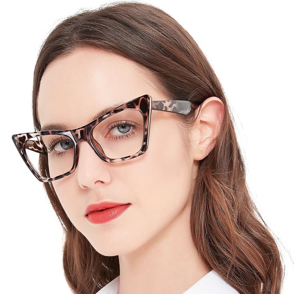 MARE AZZURO Cat Eye Bling Reading Glasses Women Retro Large Readers (Leopard)Polycarbonate lens