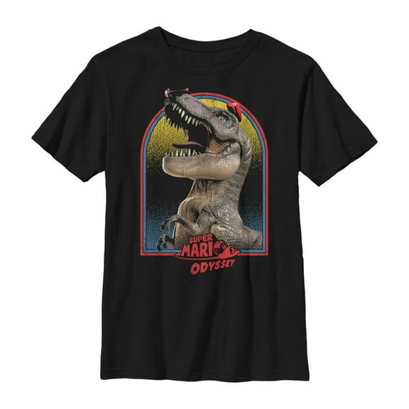 Boy's Nintendo Super Mario Odyssey Dinosaur  Graphic Tee Black Large