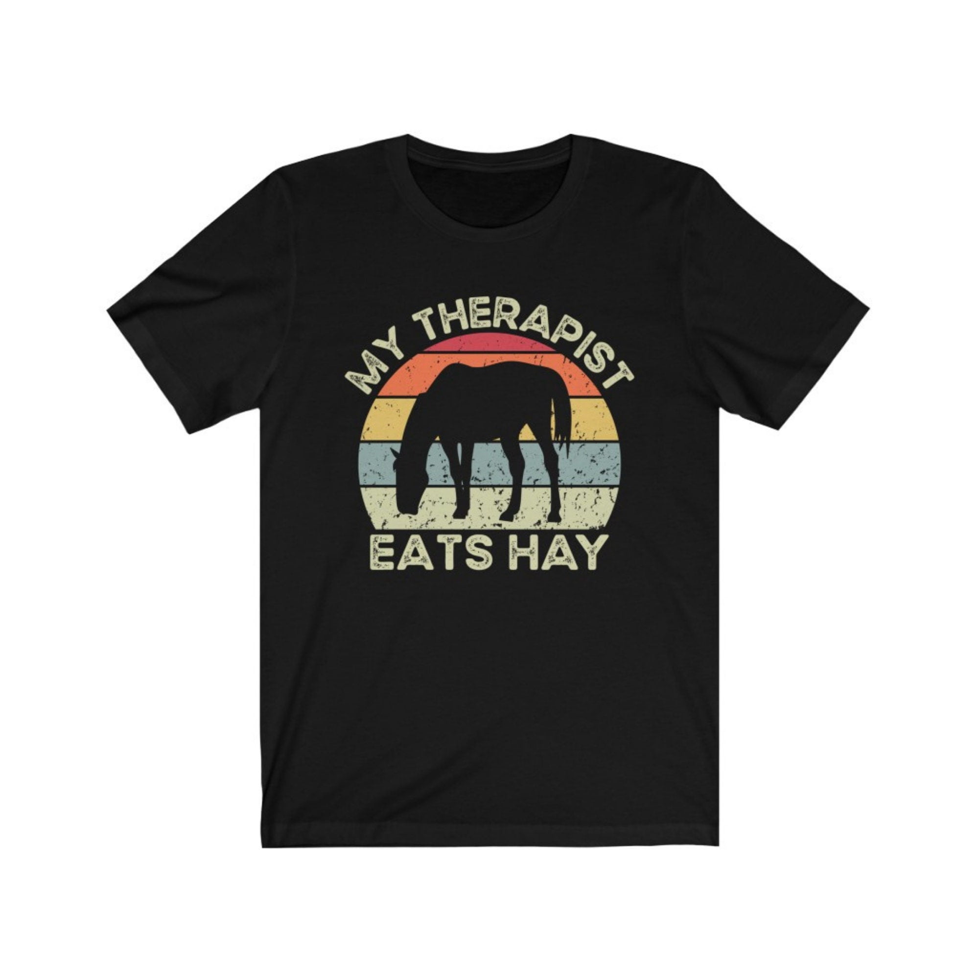 Horse Shirt, Retro Horse Tee, Horse Lover Gift, Horse Riding, Equestrian Shirt, Funny Horse T-Shirt, Girl Horse Tee, My Therapist Eats Hay