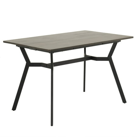 Ktaxon 47.2  Dining Kitchen Table for 4  Farmhouse Rectangular Wood Dining Room with Metal Legs for Dining Room Pale Gray