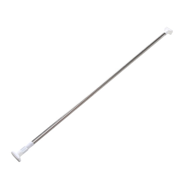 110CM to 200CM Adjustable Stainless Steel Spring Tension Rod Rail with Rubber Rectangular Heads for Clothes / Towels / Curtains (Silver)