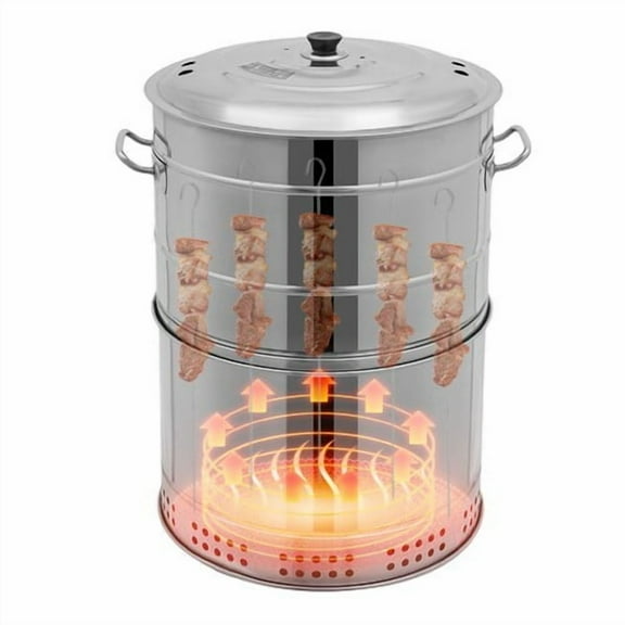 Large Portable Charcoal Grills 50 Skewers Stainless Steel BBQ Grill Barrel Outdoor Barbecue Grill