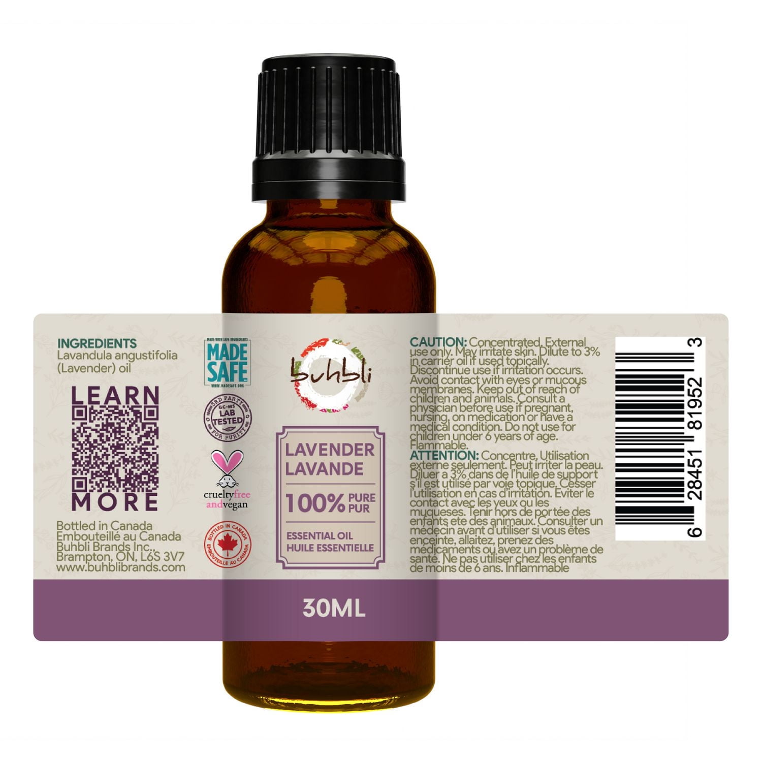 Buhbli Brands - Huile essentielle de lavande 100 % pure, 30 ml Volume: 30ml/1 ounces