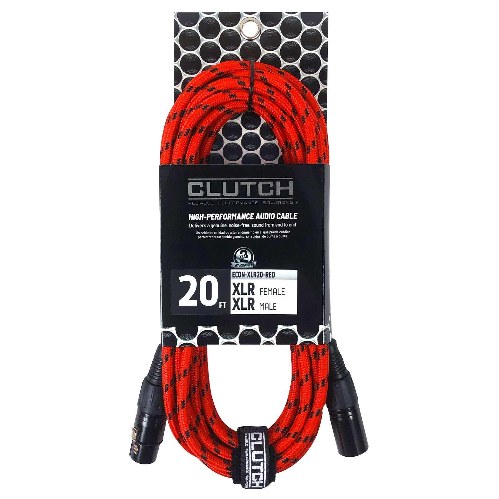 Clutch 20' Red Braided Sure-Fit XLR Female to XLR Male Microphone / Speaker Cable (4 pack)