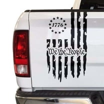 We The People Betsy Ross Flag 1776 Distressed American USA US Flag Truck Tailgate Vinyl Decal fits most Pickup Trucks Preamble of The US Constitution (11" x 20", Black)