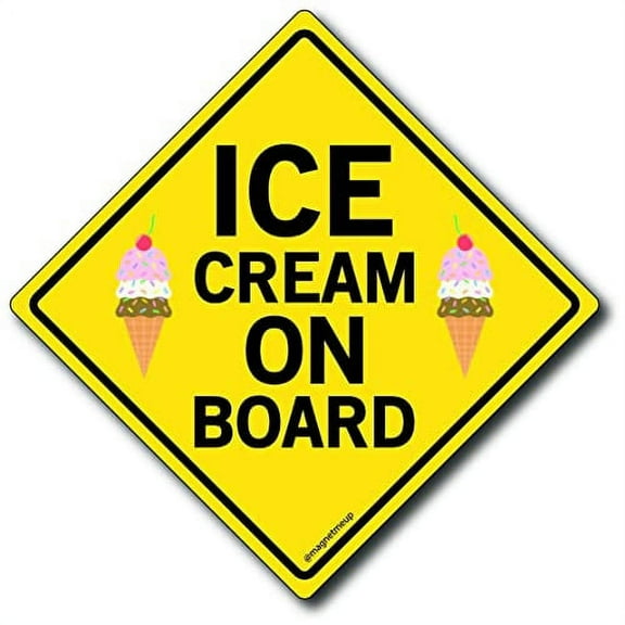 Magnet Me Up Ice Cream On Board Magnet Decal, 5x5 Inches, Vinyl Automotive Magnet