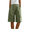 thumbnail image 3 of qucoqpe Womens Shorts Summer Casual Elastic Waist Cotton Linen Shorts with Pockets, 3 of 5