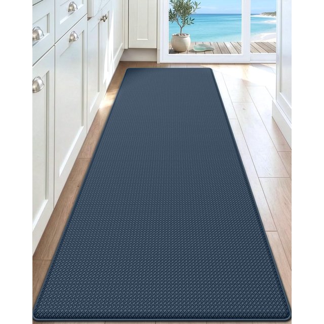 Kitchen Rug Anti Fatigue Mats for Floor, 24x59 Non Skid Cushioned Comfort Standing Desk Waterproof Runner, Blue