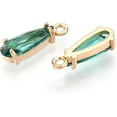 thumbnail image 2 of 10Pcs Teardrop Glass Pendants Aquamarine Gold Finish Brass Open Back Settings Jewelry Making Accessories for Necklace Bracelet Crafting, 2 of 3