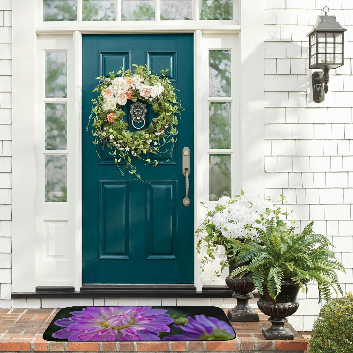 Heduofu Decorative Door Mat, Door Mat with Non-Slip Rubber Backing, Easy Cleaning, Traps Dirt, Rug for Entry, Patio, Garage  - Flower Blossom Bloom Dahlia Nature Plant 19.68*47.24 in