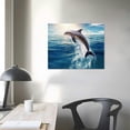 thumbnail image 3 of Nawypu  Dolphins Canvas Print Wall Art Blue Ocean Jumping Dolphins Animal Posters Prints Modern Photography Artwork for Home Office Bedroom Bathroom Decoration, 3 of 4