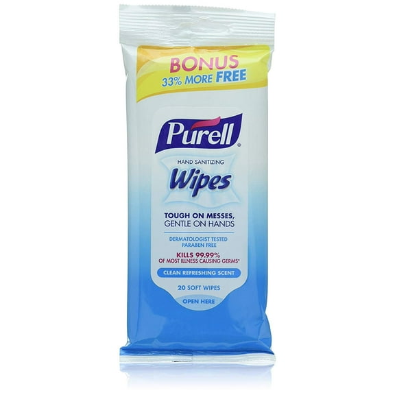 GOJO INDUSTRIES INC Purell Hand Sanitizer Wipes, 20 Wipes each Value Pack of 28