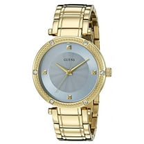 Guess Women U0695L2 Blue Round Dial Stainless Gold Band Watch