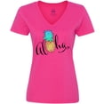 thumbnail image 3 of Inktastic Aloha- in Cursive with Pineapple Rainbow Colors Women's V-Neck T-Shirt, 3 of 5