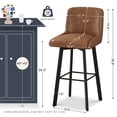 thumbnail image 3 of MultiHaven 29" Swivel Bar Stools Set of 2,Square Back&Metal Legs,PU Leather Counter Height Chairs for Kitchen Island,Bar,Cafe-Brown, 3 of 11