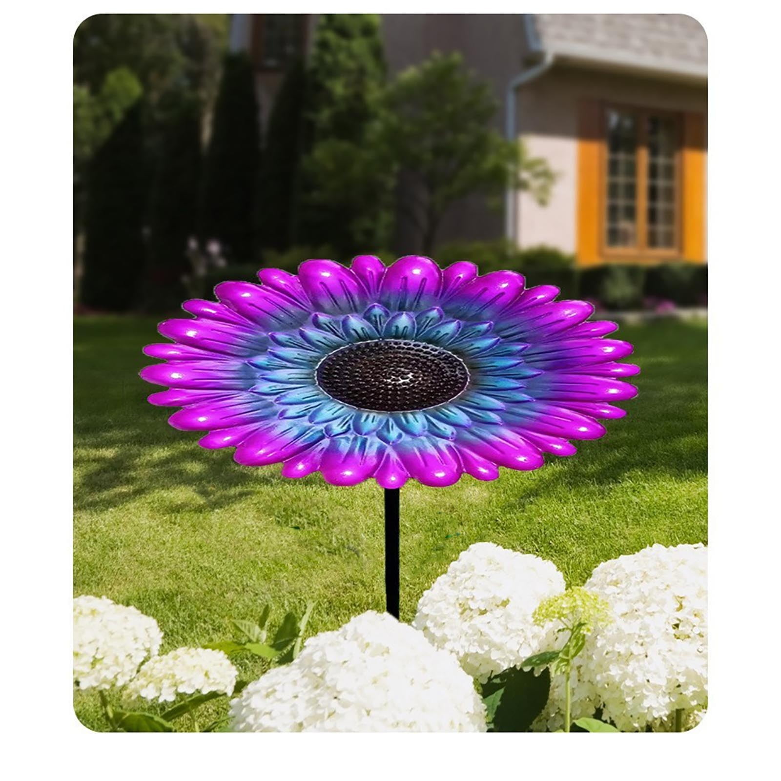 Nkmbld Statues for Yard and Garden Metal Flower Bird Bath Tub Shepherds Hook Bird Feeder Outdoor Garden Garden Garden Bird Water Feeder Bath Tray