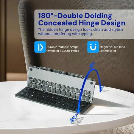 Foldable Bluetooth Keyboard with Stand – Pocket-Size Portable Wireless Keyboard Compatible with Windows Android and iOS Devices including iPhone iPad and Tablets Foldable Bluetooth Keyboard with Stand – Pocket-Size Portable Wireless Keyboard Compatible with Windows Android and iOS Devices including iPhone iPad and Tablets