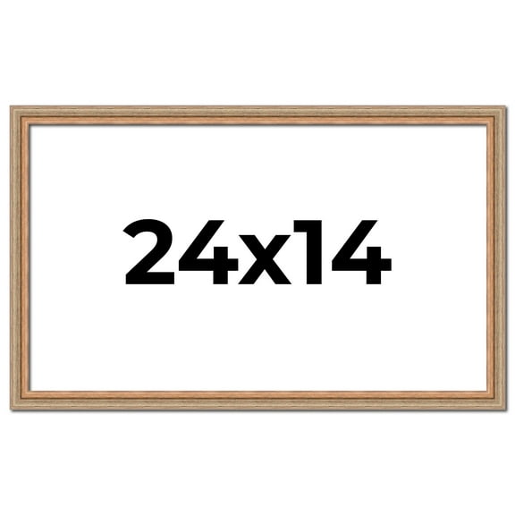 24x14 Frame Brown 60's Wooden Cabinet Solid Wood Picture Frame | 1 Inch Moulding Width | Complete