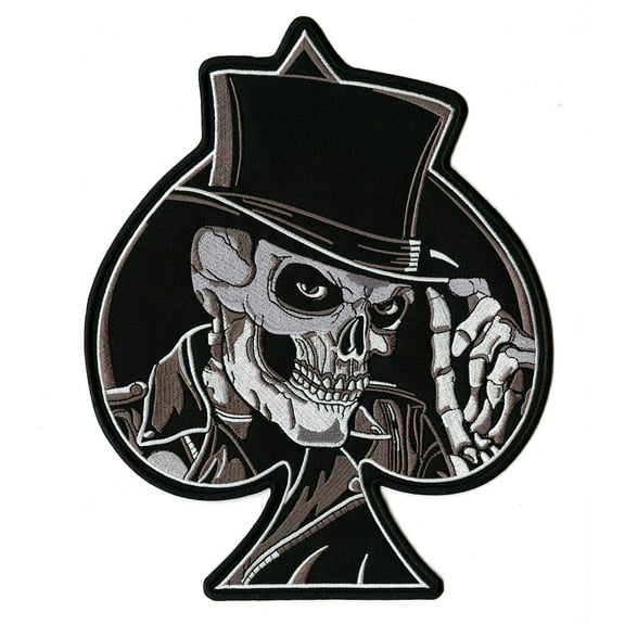 Skull Top Hat Patch 10" | Spade Skeleton Halfskull | Large Embroidered Iron On - by Nixon Thread Co.