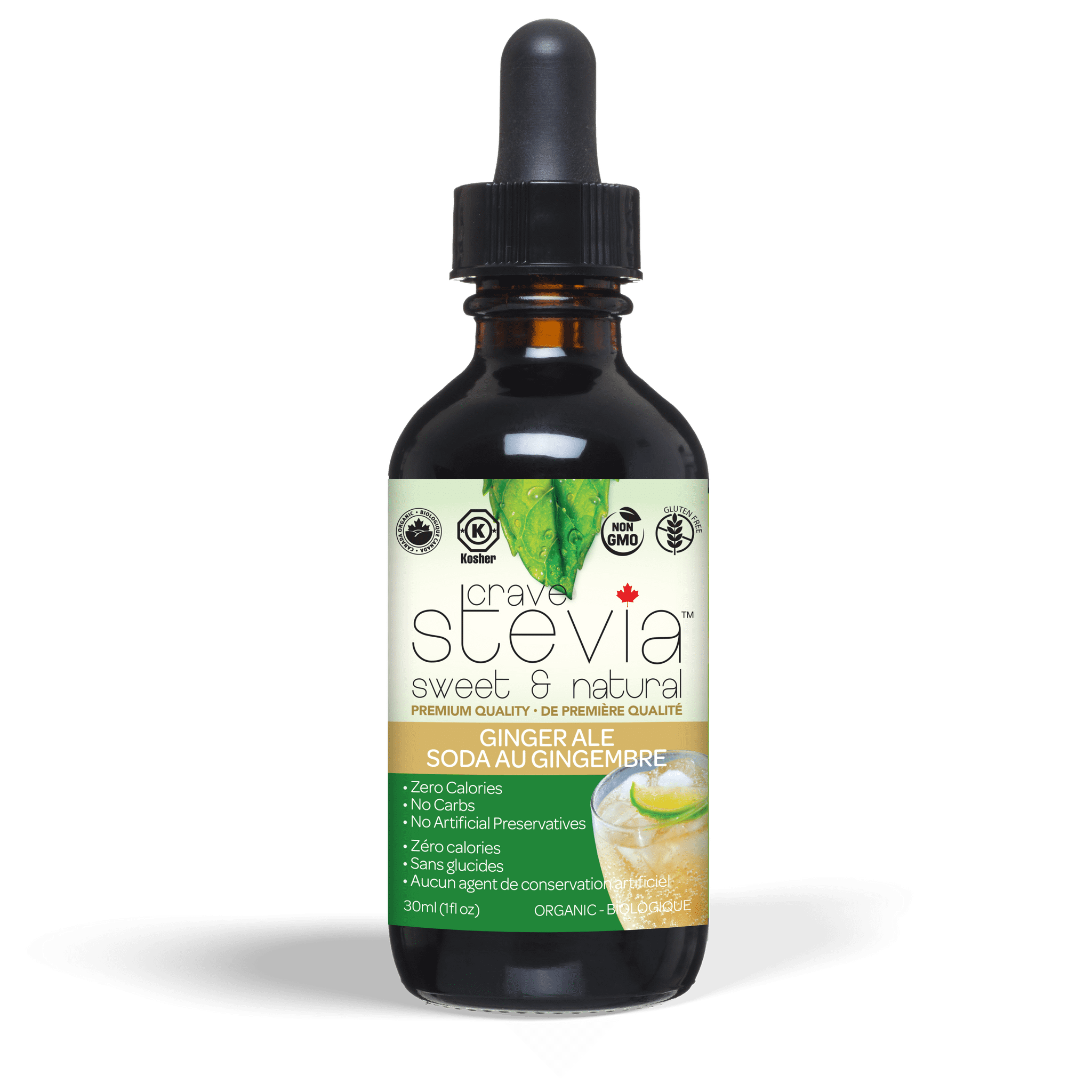 CraveStevia Liquid Stevia Drops Ginger Ale 1 fl. oz. Bottle