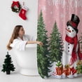 thumbnail image 5 of Shower Curtain 66"W x 72"L Snowman Christmas Trees Pink Texture Fabric Shower Curtains Set with Hooks Water Repellent Bathroom Curtains Machine Washable Bathroom Accessories, 5 of 7