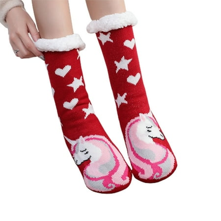 

HEQU Cute Cartoon Unicorn Socks Winter Warm Socks Thicken Floor Socks Home Sleep Socks For Adults Gift