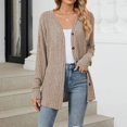 thumbnail image 3 of Women 2024 Autumn Mid Long Cardigan Casual Long Sleeve Neck Knitted Sweater Cardigans Coat Womens Jackets Sweaters Button Sweaters for Women Cardigan Hood plus Size Cardigans for Women 4x-5x Womens, 3 of 8