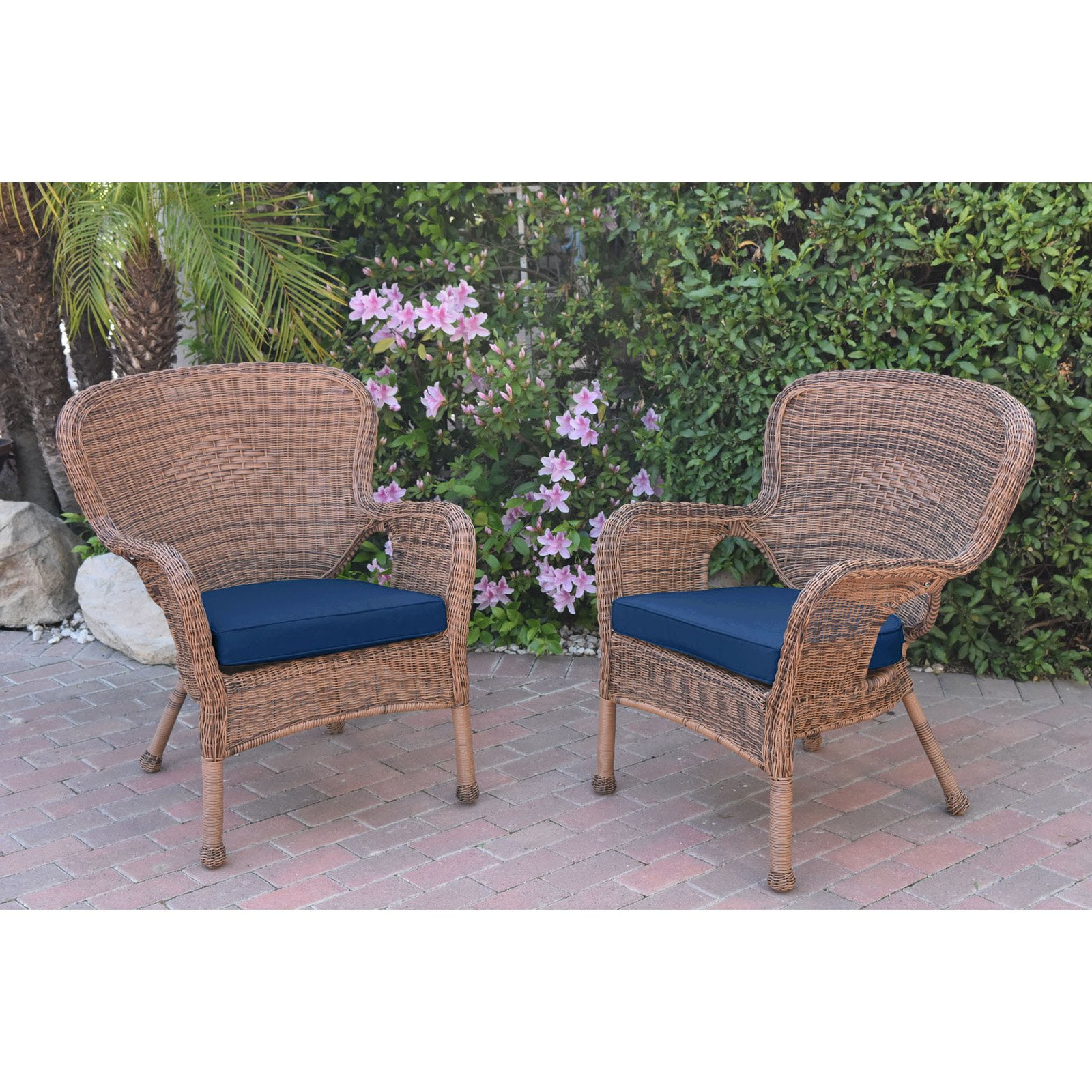 Jeco Windsor Resin Wicker Outdoor Patio Arm Chair Set of 2