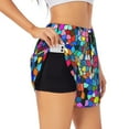 thumbnail image 2 of Haiem Colorful Tie Dye Stained Glass 2 Women's 2 in 1 Running Shorts - Lightweight Athletic Workout Gym Yoga Breathable Sports Shorts Liner with Phone Pockets-Small, 2 of 9