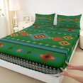 thumbnail image 5 of Manfei Tribal Aztec Queen Sheets, Boho Geometric Queen Sheet Sets, Teal, Orange and Green, Black Reversible 4-Piece1 Flat Sheet + 1 Fitted Sheet + 2 Pillowcases, 5 of 6