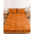 thumbnail image 2 of King Size Fitted Sheet Set - Fall 3 Piece Bedding Sets 16" Deep Pocket Fitted Sheet with 2 Pillowcases, Burnt Orange Pumpkin Thanksgiving Maple Leaf Brushed Microfiber Hotel Luxury Bed Sheets, 2 of 9