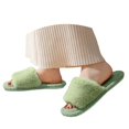 thumbnail image 2 of IUJSOY Women's Fuzzy Slippers Open Toe Cozy Memory Foam House Shoes Soft Flat Indoor Outdoor Spa Slippers, 2 of 5