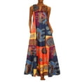 thumbnail image 2 of FcBaudy Robe Sans Manches à Col Rond, Robes d'Été pour Femmes, Robes pour Femmes Femmes Grande Taille Imprimé Quotidien Décontracté Sans Manches Vintage Bohème à Col en V Robe Maxi Robe Femme, 2 of 9