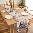 thumbnail image 3 of Table Runner 36 Inches Long for Kitchen Dining, 4th of July Dresser Scarf Farmhouse, Dining Table Decorations for Wedding/Parties, Retro Patriotic Gnomes Flowers Flag Firework 13 x 36 In, 3 of 8
