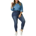 thumbnail image 3 of DARING DIVA Women's Plus Washed Mid-Rise Skinny Jeans Denim Pant 4X Blue, 3 of 8