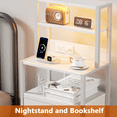 thumbnail image 5 of Furologee Tall Nightstand with Light Tube and Charging Station, Night Stand with 3 Drawers for Bedroom, Home Office, Dorm, Bedside Table and Bookshelf 2 in 1, White, 5 of 9