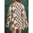 thumbnail image 3 of CURBODO Women's Vintage Checkered Cardigan Sweater Soft Chunky Knit Open Front Outerwear, 3 of 6