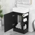 thumbnail image 2 of 18.6" Bathroom Vanity with Sink, Vanity Sinks Cabinet with Toilet Paper Holder and Shelf, Freestanding Bathroom Vanity Cabinet Sink Base Vanities for Bathroom Home Improvement, Black, 2 of 8