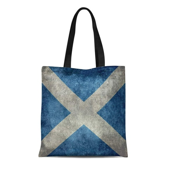 JSDART Canvas Tote Bag Cross National Flag of Scotland Saltire White Symbol Old Reusable Handbag Shoulder Grocery Shopping Bags