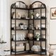 thumbnail image 1 of 68.5-pulgada 5 niveles industrial en forma l esquina estante arched metal frame, freestanding exposición rack, wood abiertos almacenamiento estante libros sala estar, dormitorio o oficina en casa, 1 of 6