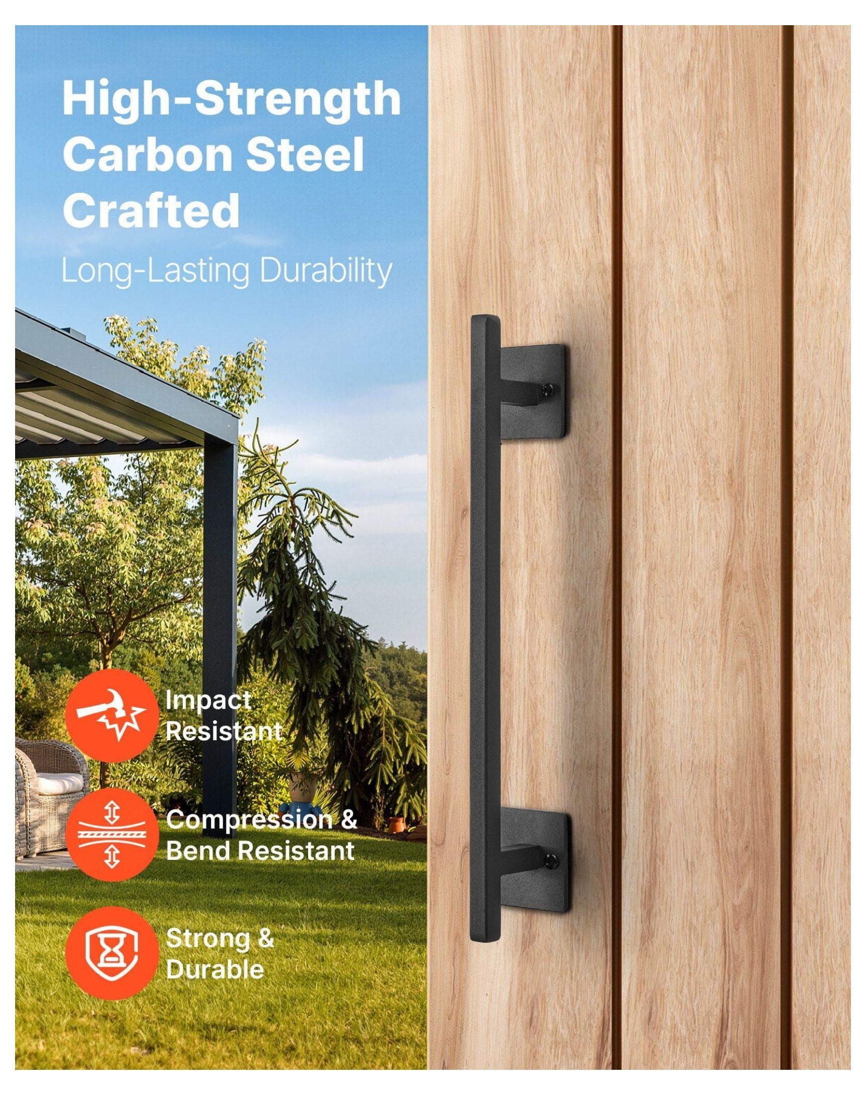 Barn Door Handle 12.6 inch, Rustic Gate Pull, Heavy Duty Carbon Steel Fence Handle, Indoor Outdoor Door Hardware, Garden Shed Gate Latch Replacement