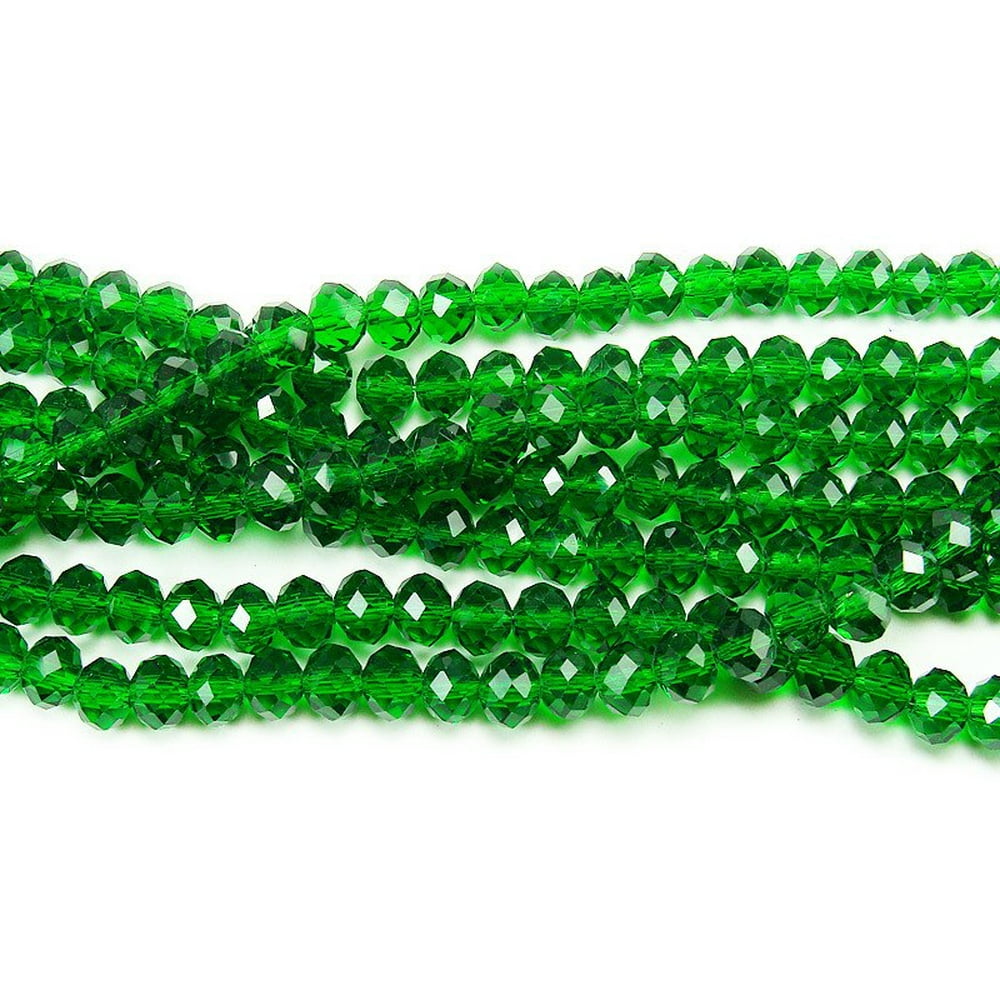 4x6mm 97 Beads 17.5" Emerald Green Glass Faceted Rondelle Beads Jewelry