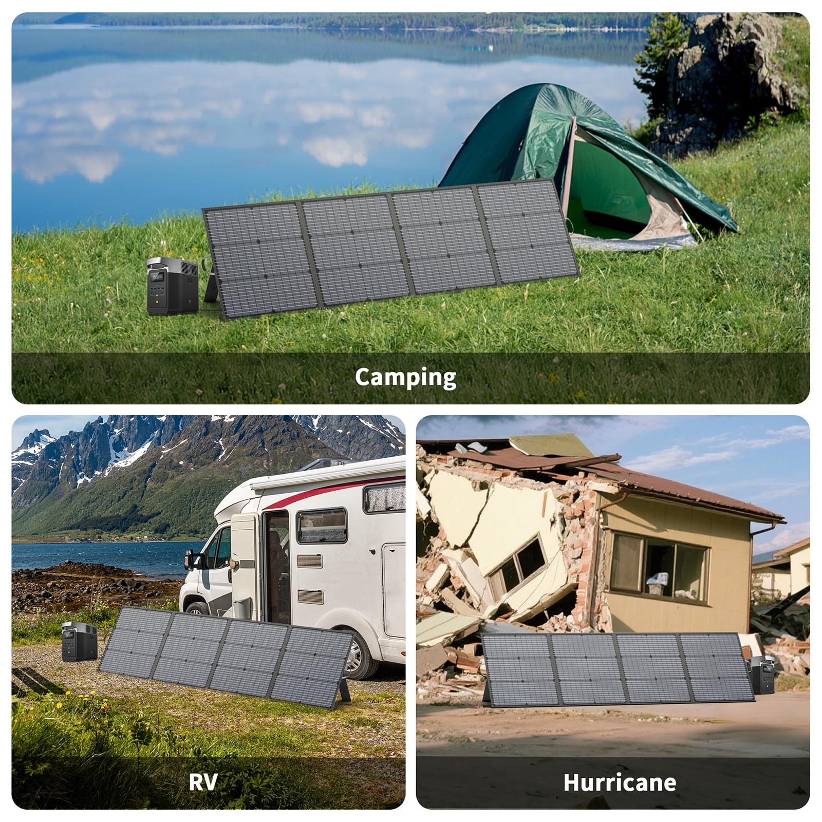 MHPOWOS 20V 220W Portable Foldable Solar Panel 23.5% High Efficiency IP68 7-in-1 Charge Cable for Power Station Solar Generator RV Off Grid Camping Home Backup