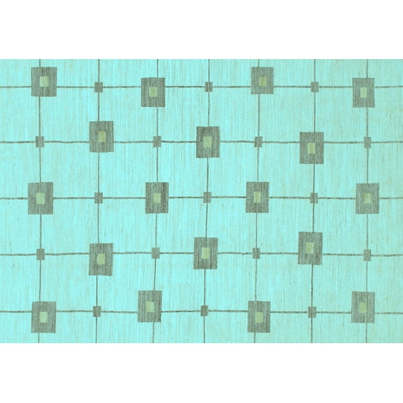 Ahgly Company Indoor Rectangle Solid Light Blue Modern Area Rugs, 4' x 6'