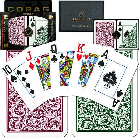 Trademark Poker 2pk Copag Jumbo Index Poker Cards, Green/Burgundy