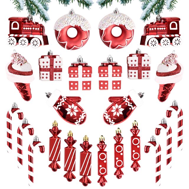 Fiudx Adornos para Árbol de Navidad, Pintados a Mano, con Diseños de Bastones de Caramelo y Helados, Ideales para Decorar Árboles y Regalos, Perfectos para Fiestas de Navidad, Juego de 6 Piezas.