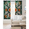 thumbnail image 2 of Green Burnt Orange Blackout Curtains for Bedroom/Living Room, Thermal Insulated Kitchen Curtains, Boho Ethnic Flower Abstract Grommet Darkening Window Treatment Drapes 52"x72"x2, 2 of 8